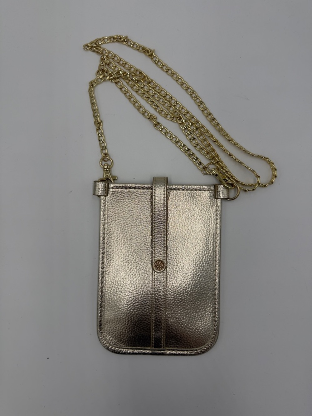 Like New Lilly Pulitzer Metallic Gold Crossbody Phone Pouch with Chain